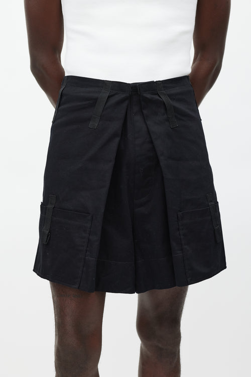 Raf Simons Black Wide Leg Cargo Short