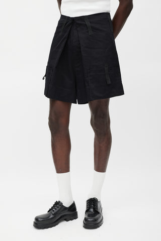 Raf Simons Black Wide Leg Cargo Short