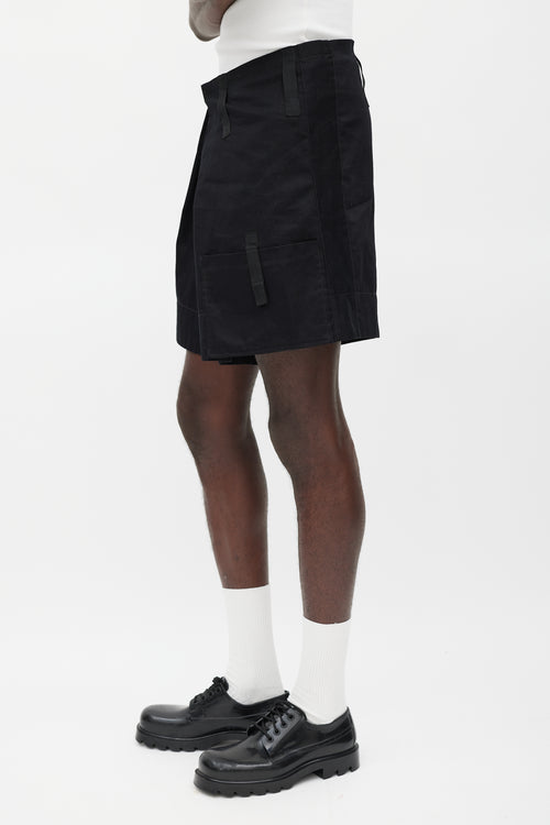 Raf Simons Black Wide Leg Cargo Short