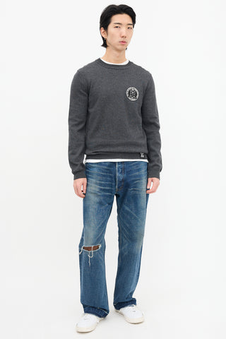 Raf Simons Dark Grey Wool Patch Sweater