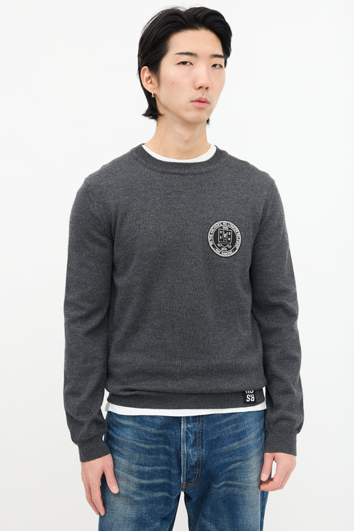 Raf Simons Dark Grey Wool Patch Sweater