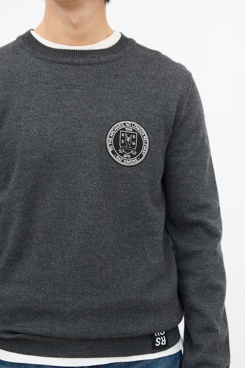 Raf Simons Dark Grey Wool Patch Sweater