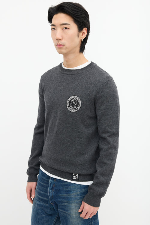 Raf Simons Dark Grey Wool Patch Sweater