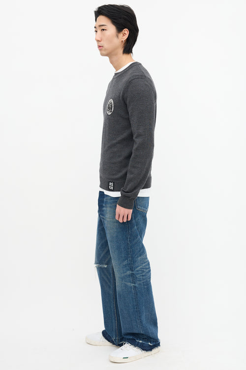 Raf Simons Dark Grey Wool Patch Sweater