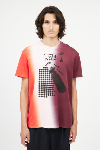 Raf Simons Red Tie Dye Closer With Nylon T-Shirt