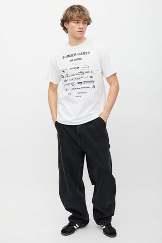 Raf Simons White 
Black Summer Games Printed T-Shirt