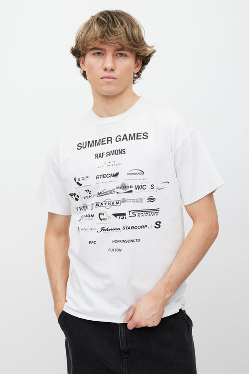 Raf Simons White 
Black Summer Games Printed T-Shirt