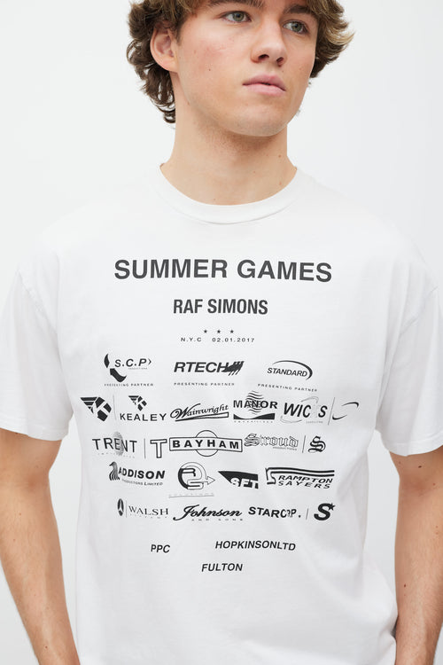 Raf Simons White 
Black Summer Games Printed T-Shirt