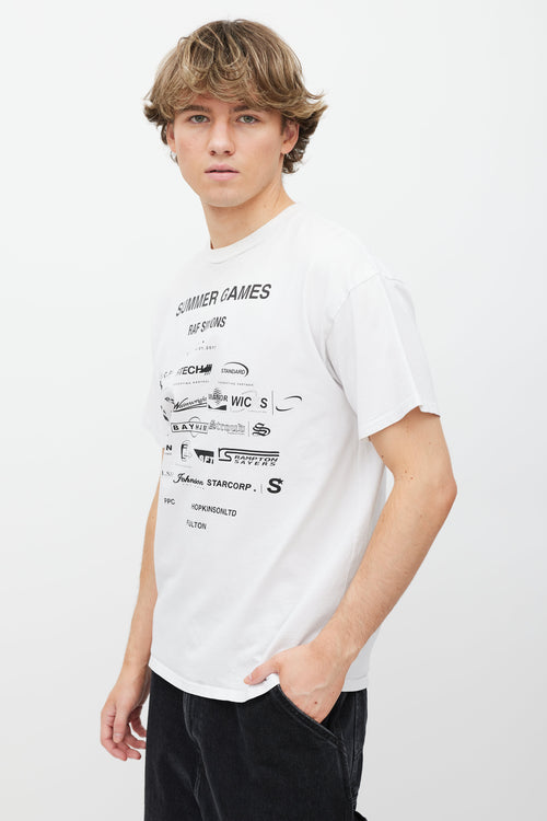 Raf Simons White 
Black Summer Games Printed T-Shirt