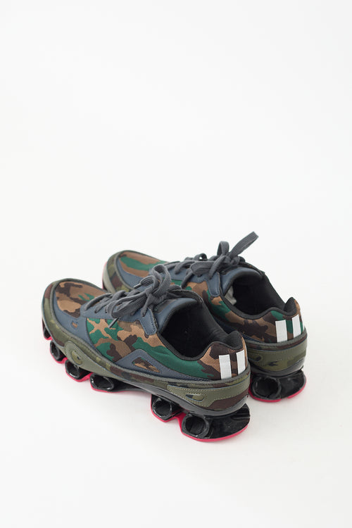 Raf Simons X Adidas Green 
Multi Bounce Camo Sneaker