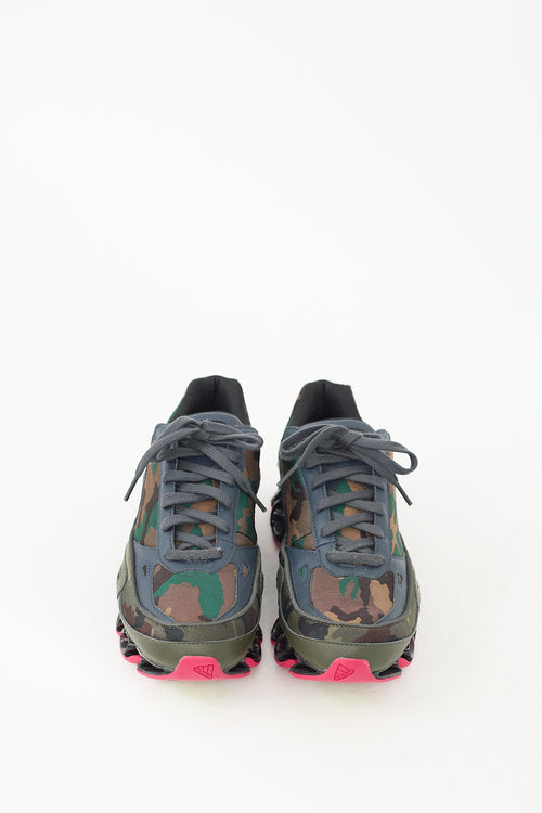 Raf Simons X Adidas Green 
Multi Bounce Camo Sneaker