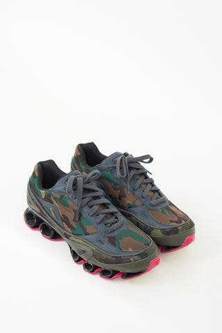 Raf Simons X Adidas Green 
Multi Bounce Camo Sneaker