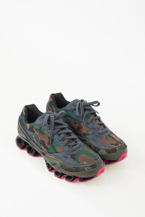 Raf Simons X Adidas Green 
Multi Bounce Camo Sneaker