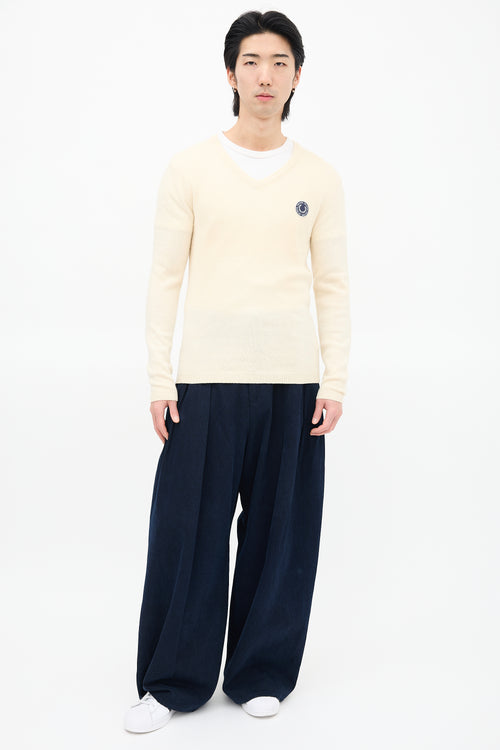 Raf Simons X Fred Perry Cream Wool Knit Sweater