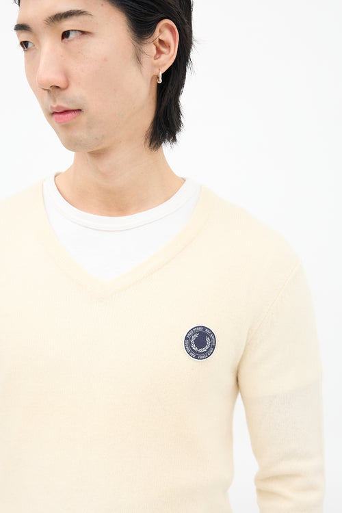 Raf Simons X Fred Perry Cream Wool Knit Sweater