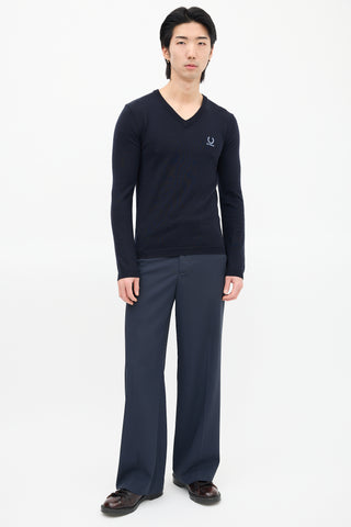 Raf Simons X Fred Perry Wool Navy Logo Sweater