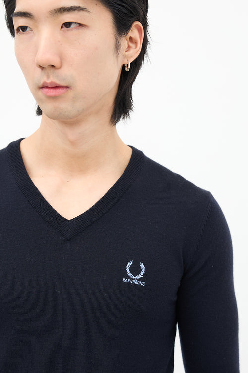 Raf Simons X Fred Perry Wool Navy Logo Sweater