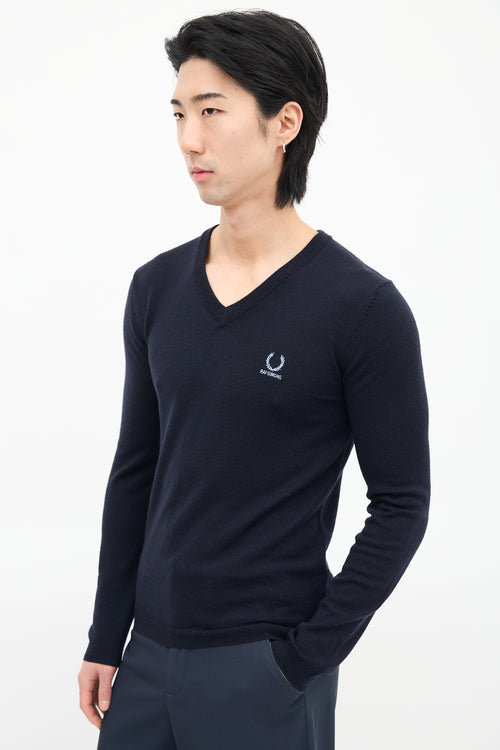 Raf Simons X Fred Perry Wool Navy Logo Sweater