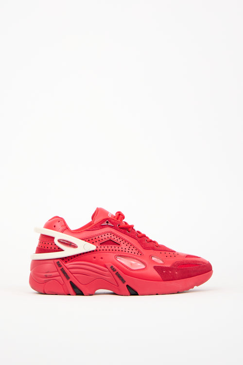 Raf Simons Red Leather Cyclone-21 Sneaker