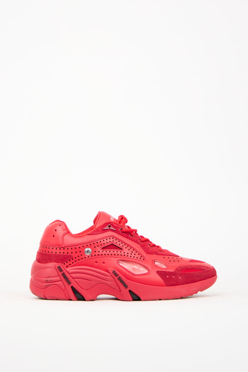 Raf Simons Red Leather Cyclone-21 Sneaker