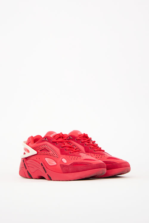 Raf Simons Red Leather Cyclone-21 Sneaker