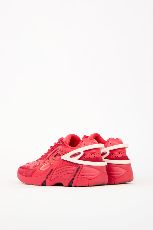 Raf Simons Red Leather Cyclone-21 Sneaker