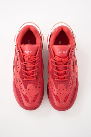 Raf Simons Red Leather Cyclone-21 Sneaker