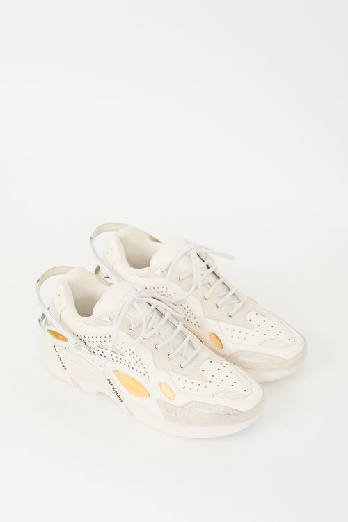 Raf Simons White 
Multi Leather Cylon-21 Sneaker