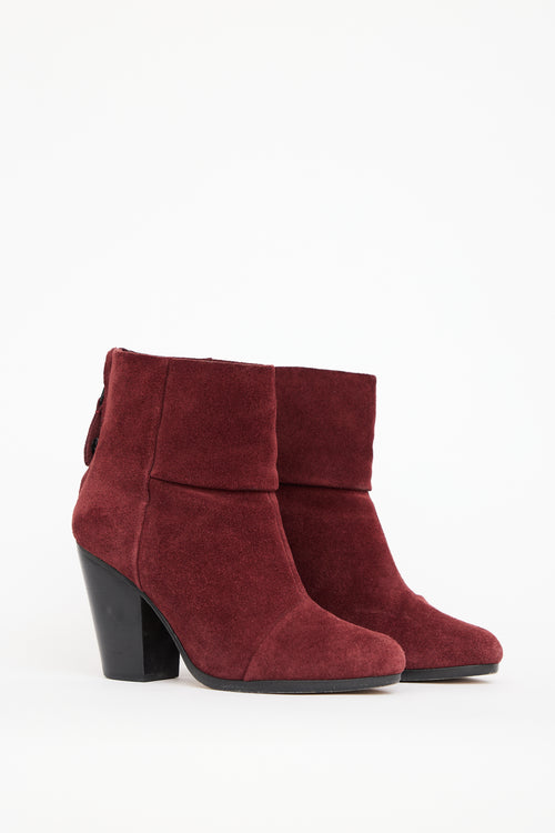 Rag 
Bone Burgundy Suede Ankle Boot