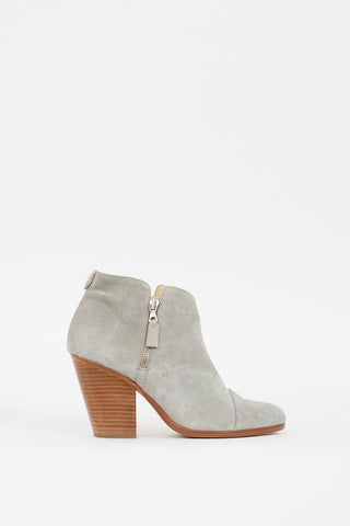 Rag 
Bone Grey Suede Zip Ankle Boot