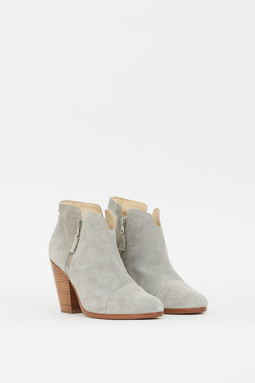 Rag 
Bone Grey Suede Zip Ankle Boot