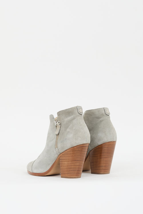 Rag 
Bone Grey Suede Zip Ankle Boot