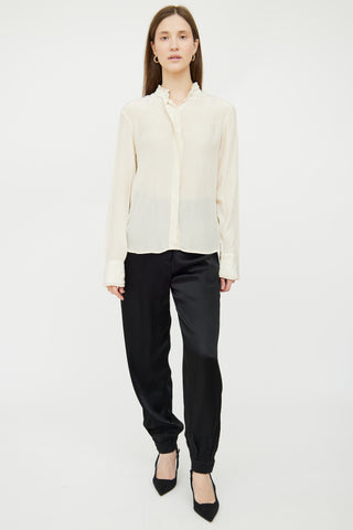 Cream Ruffled Satin Blouse Rag 
Bone