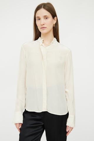 Cream Ruffled Satin Blouse Rag 
Bone