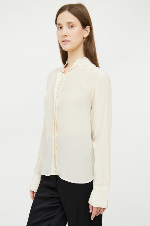 Cream Ruffled Satin Blouse Rag 
Bone