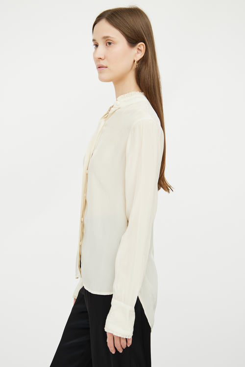 Cream Ruffled Satin Blouse Rag 
Bone