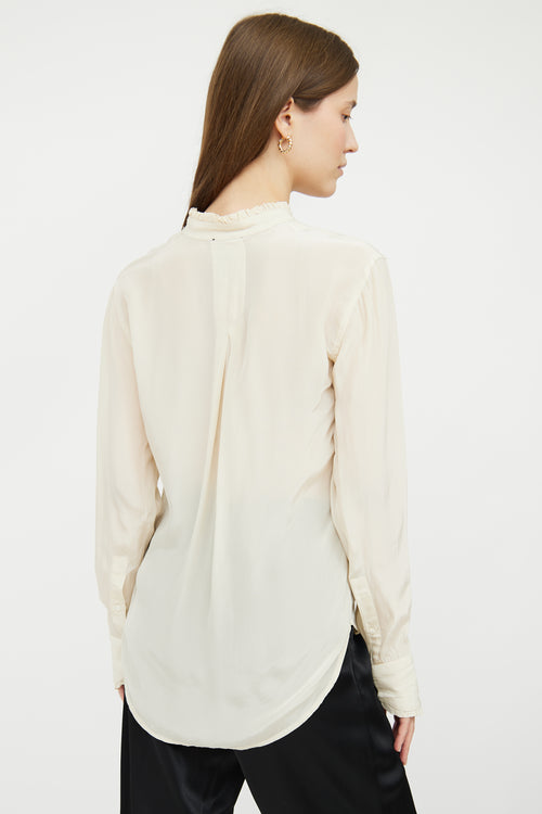 Cream Ruffled Satin Blouse Rag 
Bone