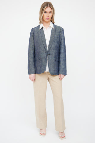 Rag 
Bone Blue Single Button  Blazer