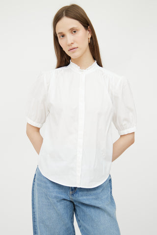 White Ruffled Cotton Blouse Rag 
Bone