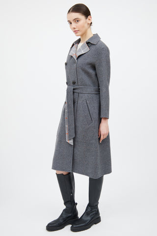 Rag 
Bone Grey 
Orange Wool Plaid Reversible Coat