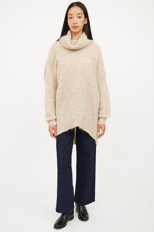 Isabel Marant Beige Oversized Mohair Knit Sweater