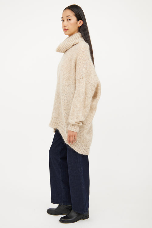 Isabel Marant Beige Oversized Mohair Knit Sweater