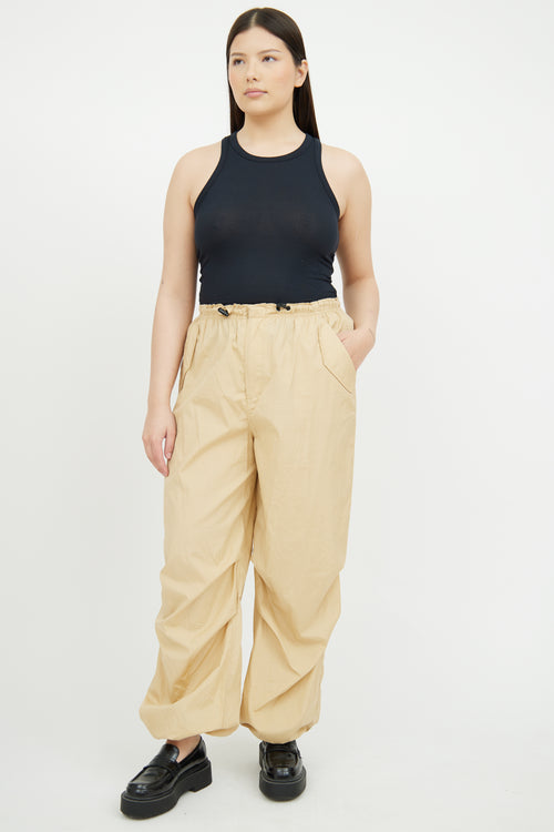 Beige Cotton Parachute Pant