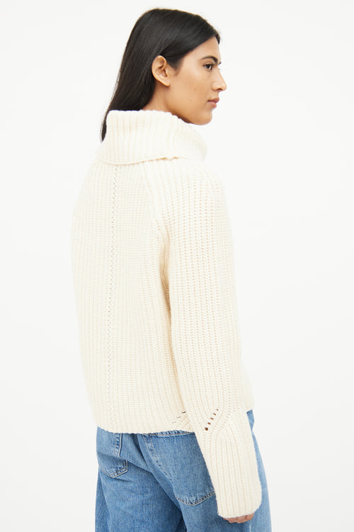 Rag 
Bone Cream Cable Knit Wool Turtle Neck Sweater