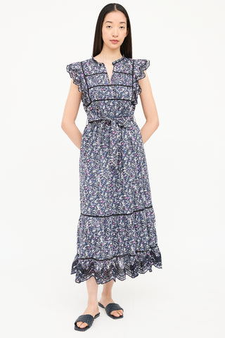 Rails Floral Belted Ruffled Dress