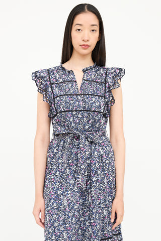 Rails Floral Belted Ruffled Dress