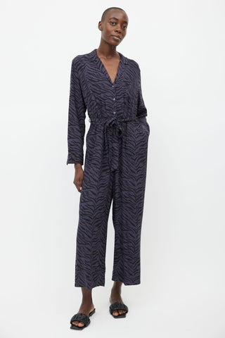 Rails Dark Grey Callan Print Belted Jumpsuit