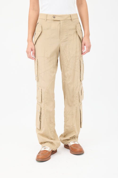 Ralph Lauren Beige Silk 
Cotton Cargo Trouser