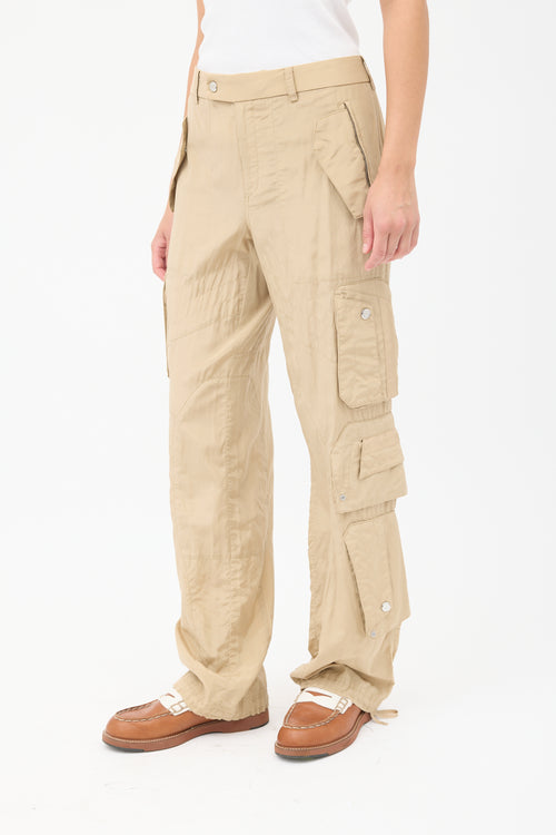 Ralph Lauren Beige Silk 
Cotton Cargo Trouser