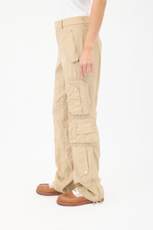 Ralph Lauren Beige Silk 
Cotton Cargo Trouser